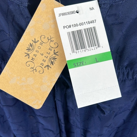 Mason & Belle Women’s Top / Blouse Sz L Navy Semi-sheer w/Lining Polyester NWT - Picture 9 of 13